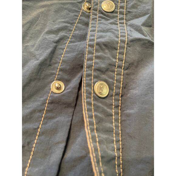 Men's Tommy HILFIGER Snap Front Blue L/S Nylon Shirt SIZE XL - Picture 5 of 8